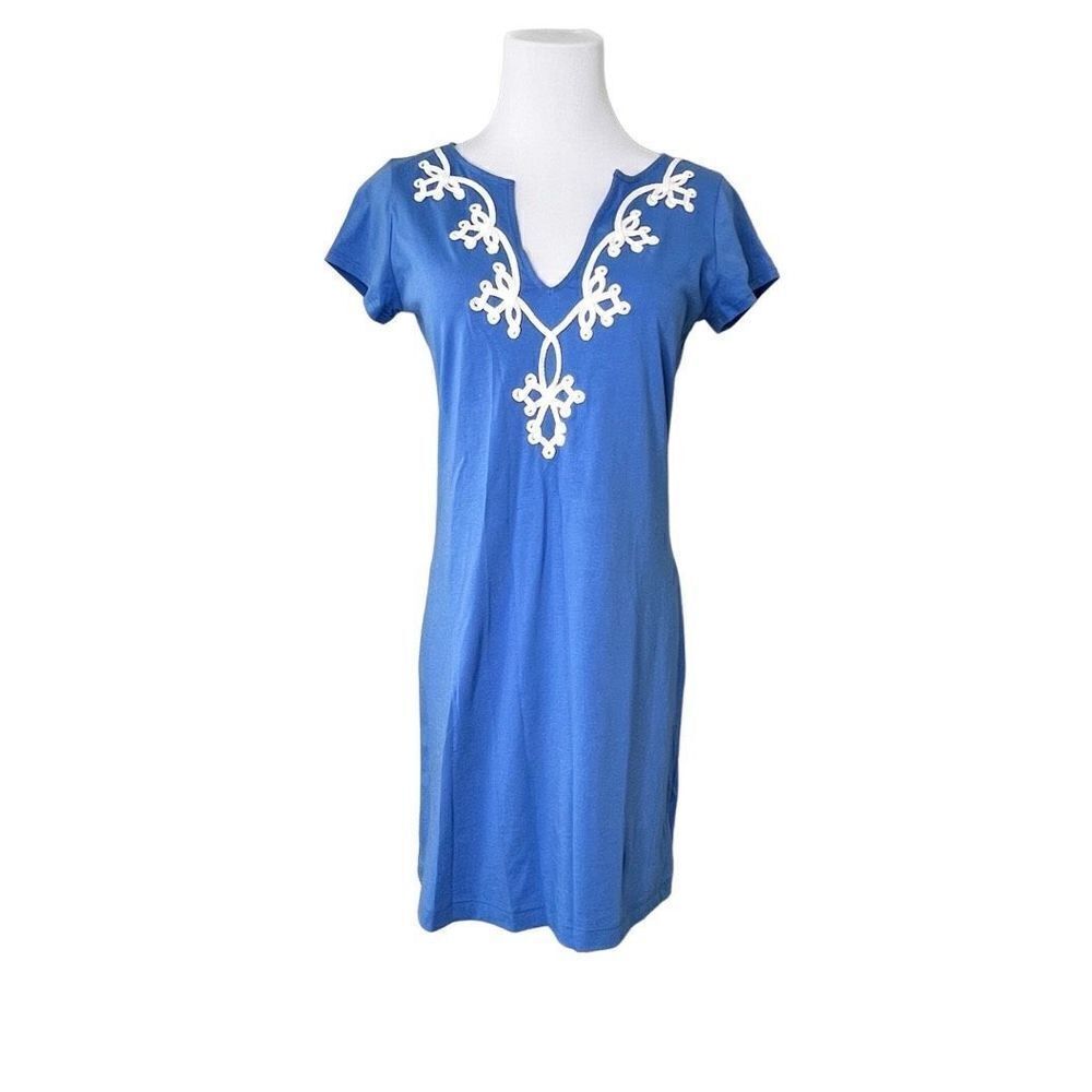 Lilly‎ Pulitzer 20888 Brewster Bay Blue Pima Jersey T-shirt Dress sz SMALL
